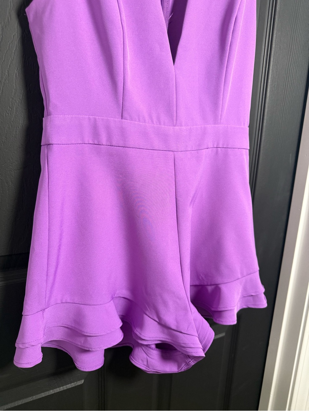 DO+BE Purple V-Neck Sleeveless Romper with Ruffle Hem - Picture 3 of 8